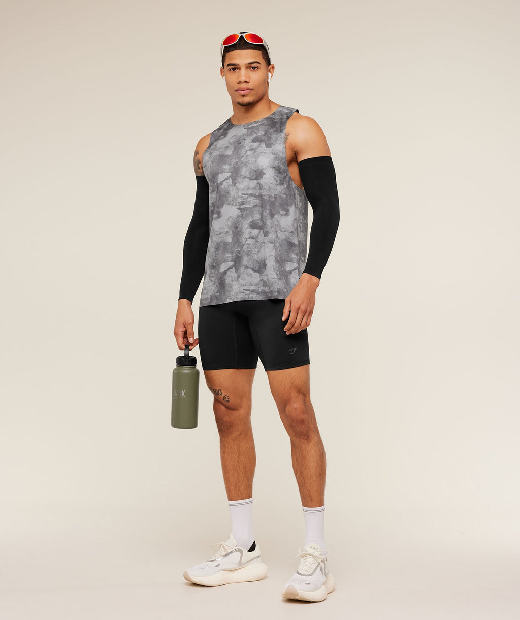 Gymshark Running Elite Tank - Smokey Grey/Black - 8