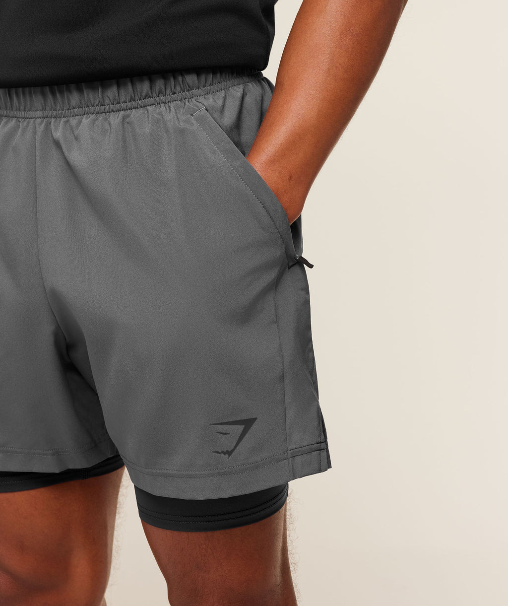 Gymshark Sport 5" 2-in-1 Shorts - Dark Grey/Black - 5