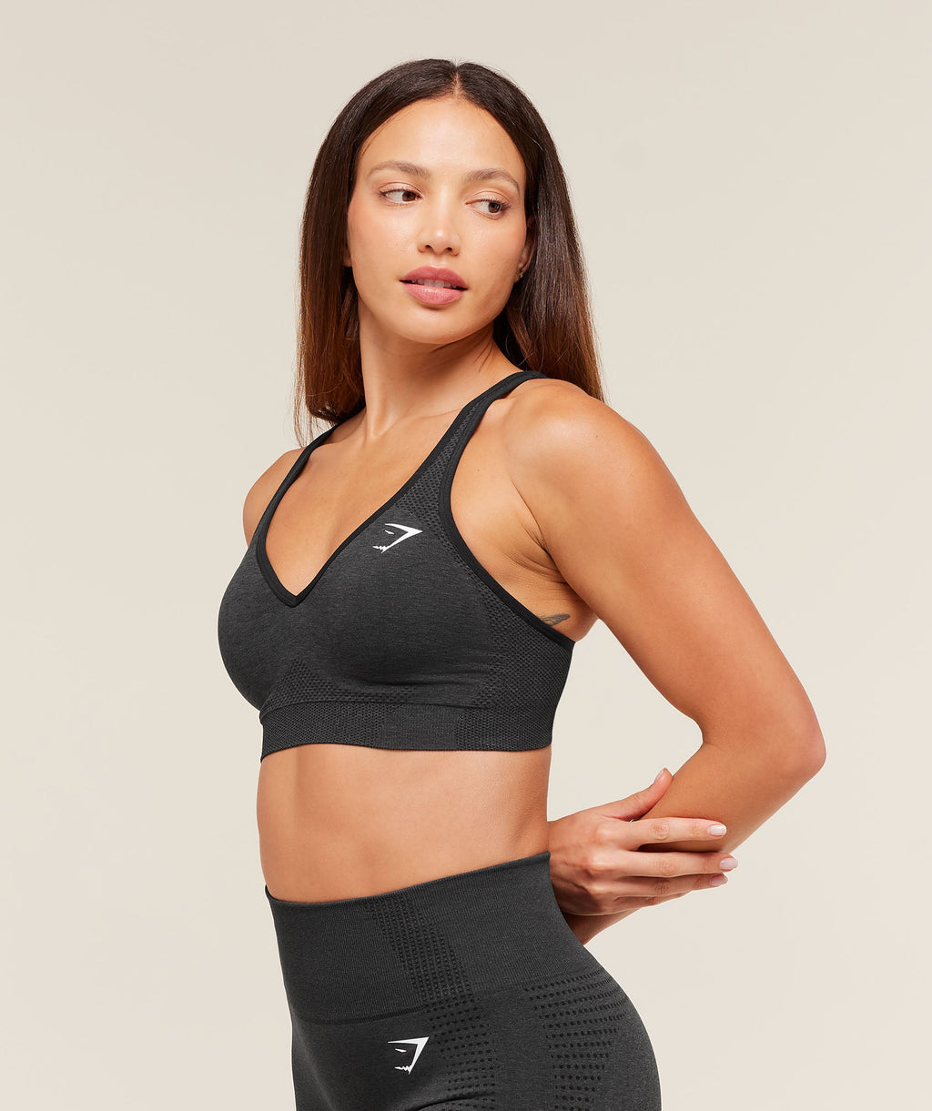 Gymshark Vital Seamless V Neck Sports Bra - Black Marl - 3
