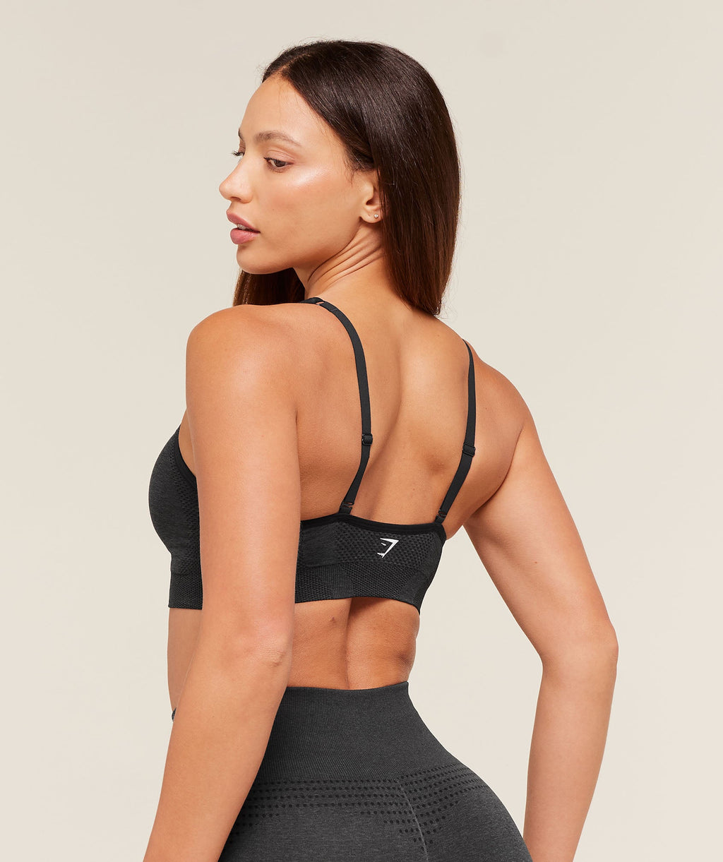 Gymshark Vital Seamless V Neck Sports Bra - Black Marl - 2