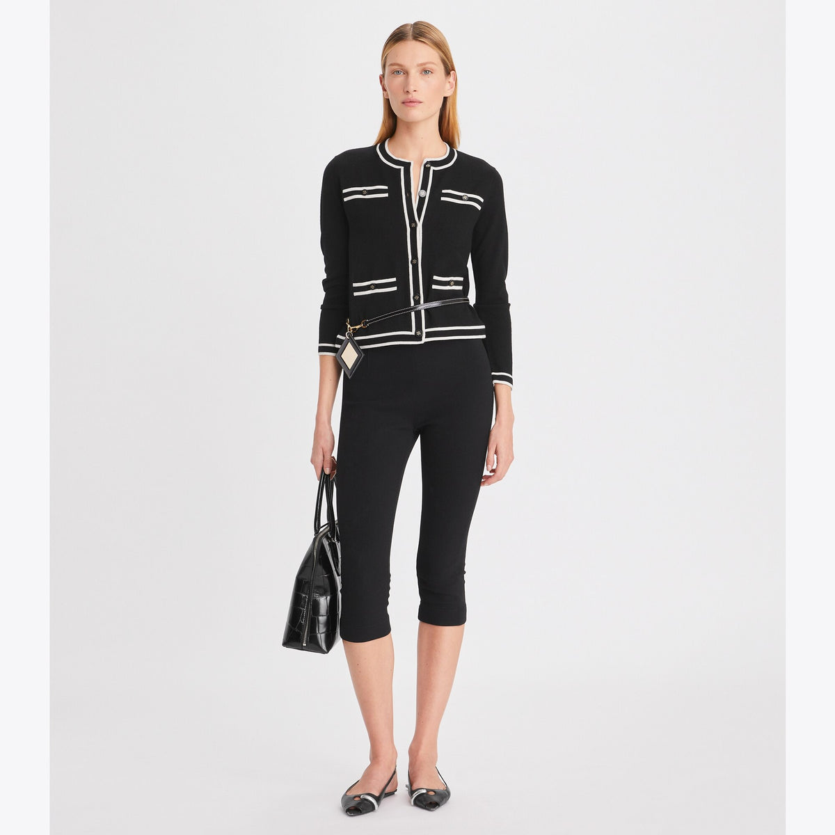 Tory Burch Kendra Cardigan - Black / French Cream - 3