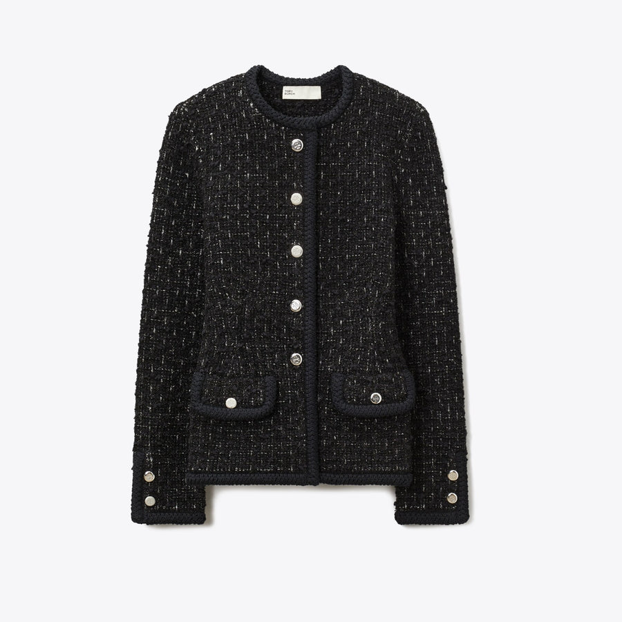 Tory Burch Kendra Metallic Tweed Cardigan