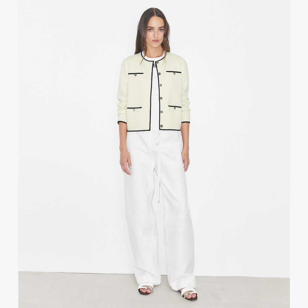 Tory Burch Kendra Wool Cardigan - New Ivory/ Black - 6