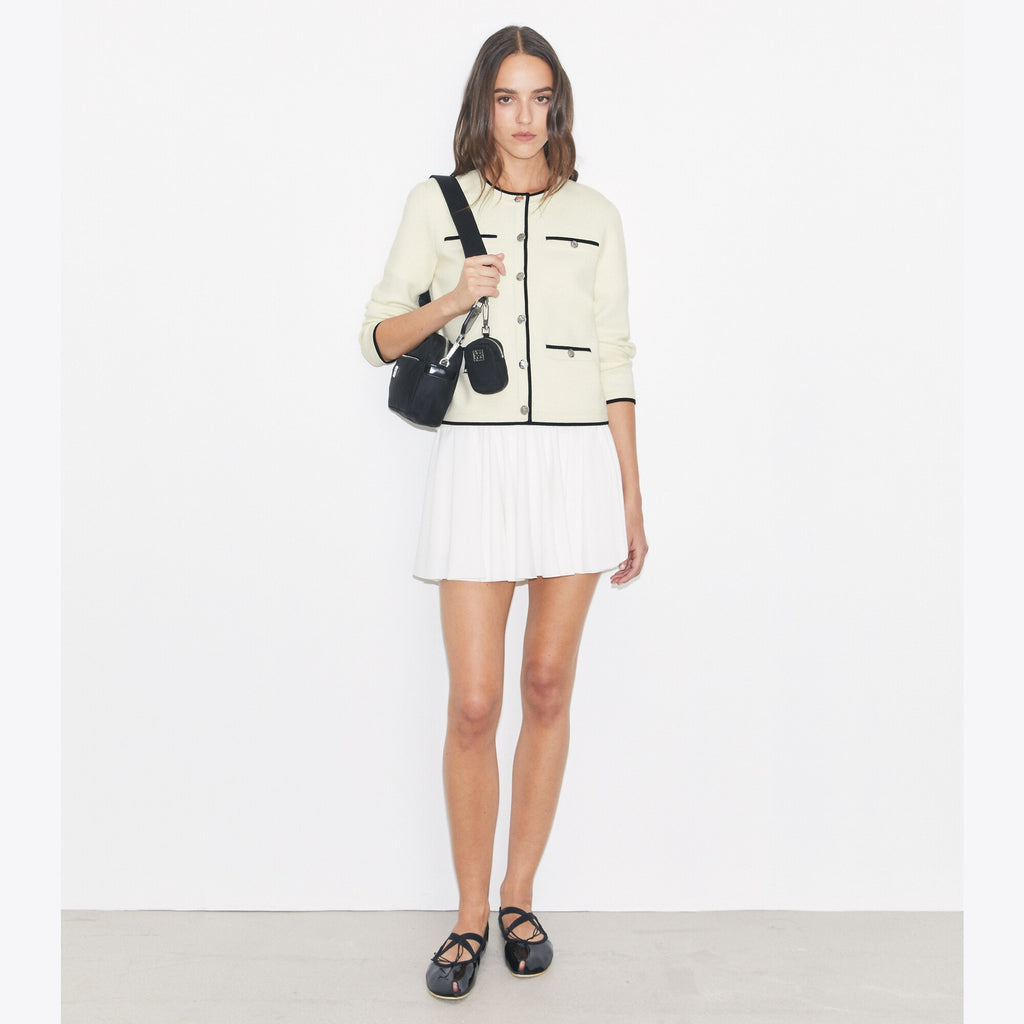 Tory Burch Kendra Wool Cardigan - New Ivory/ Black - 3