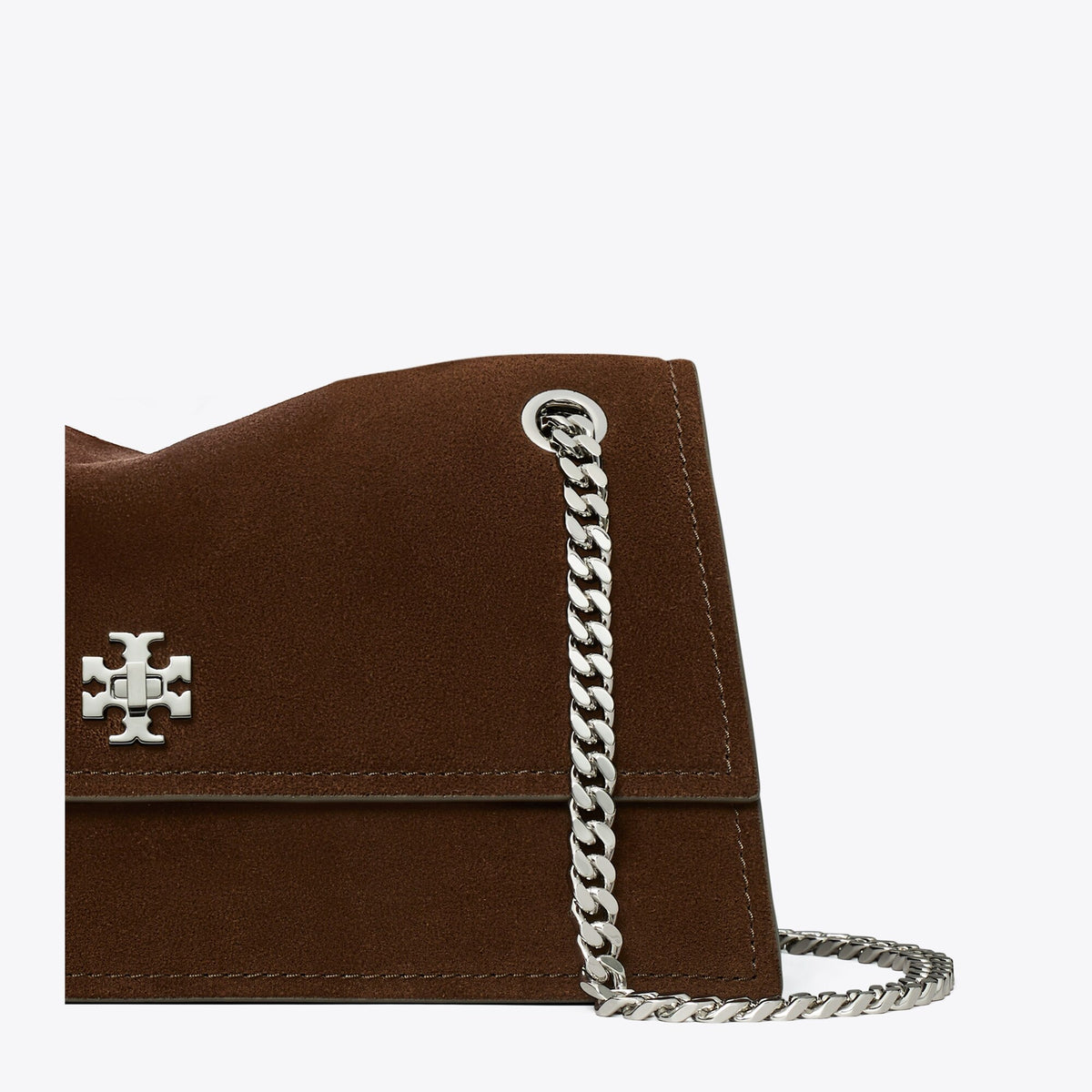 Tory Burch Kira Turnlock Suede Shoulder Bag - Dark Cocoa - 4