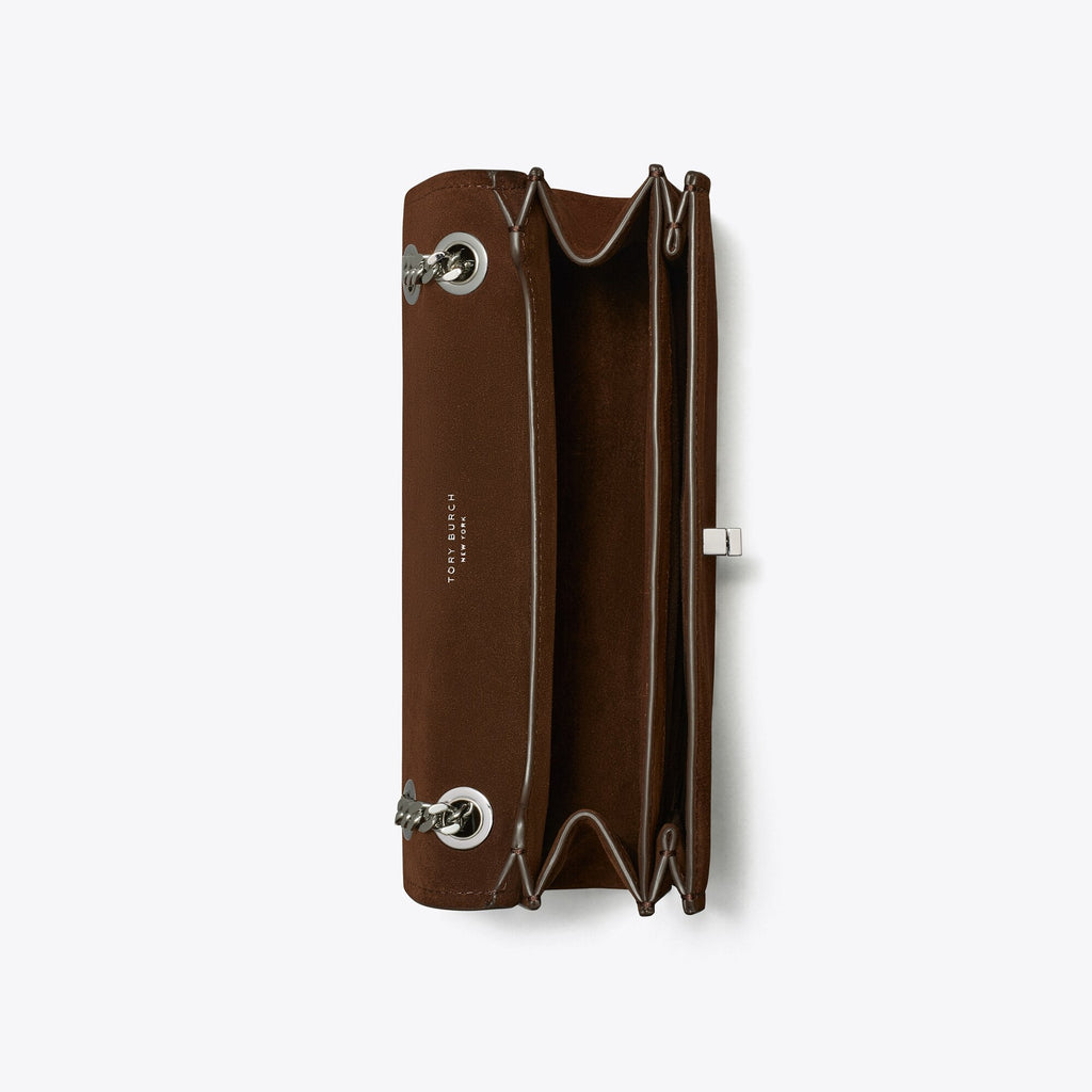 Tory Burch Kira Turnlock Suede Shoulder Bag - Dark Cocoa - 5