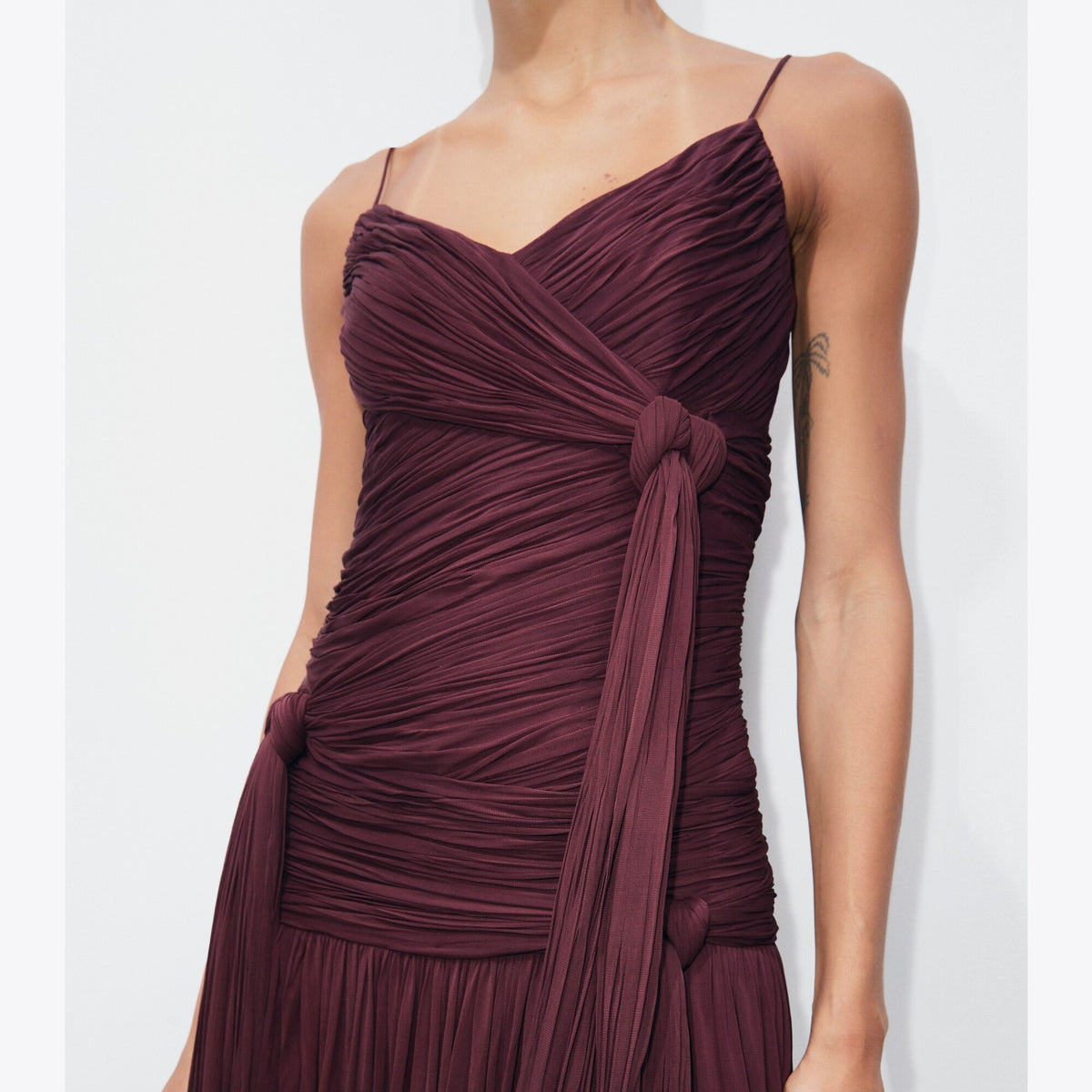 Tory Burch Knotted Viscose Dress - Mahogany - 6
