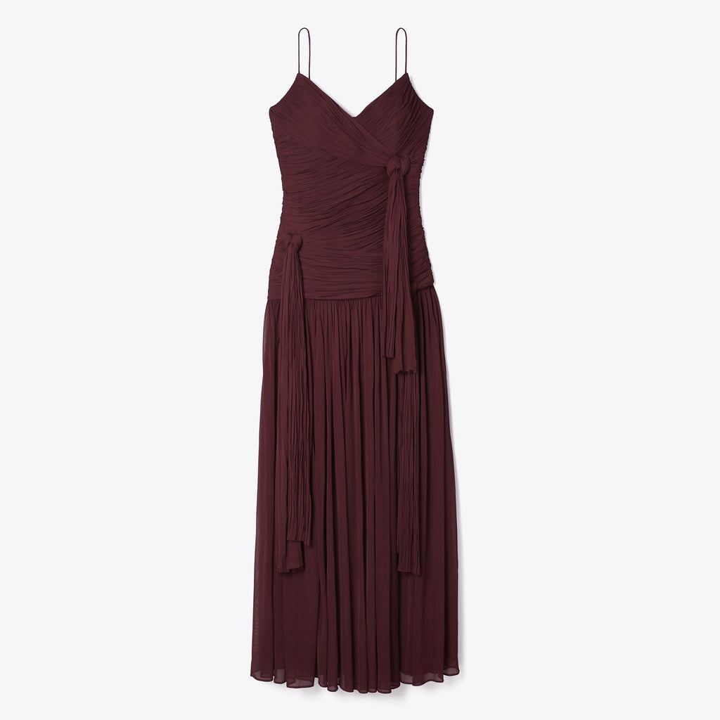 Tory Burch Knotted Viscose Dress - Mahogany