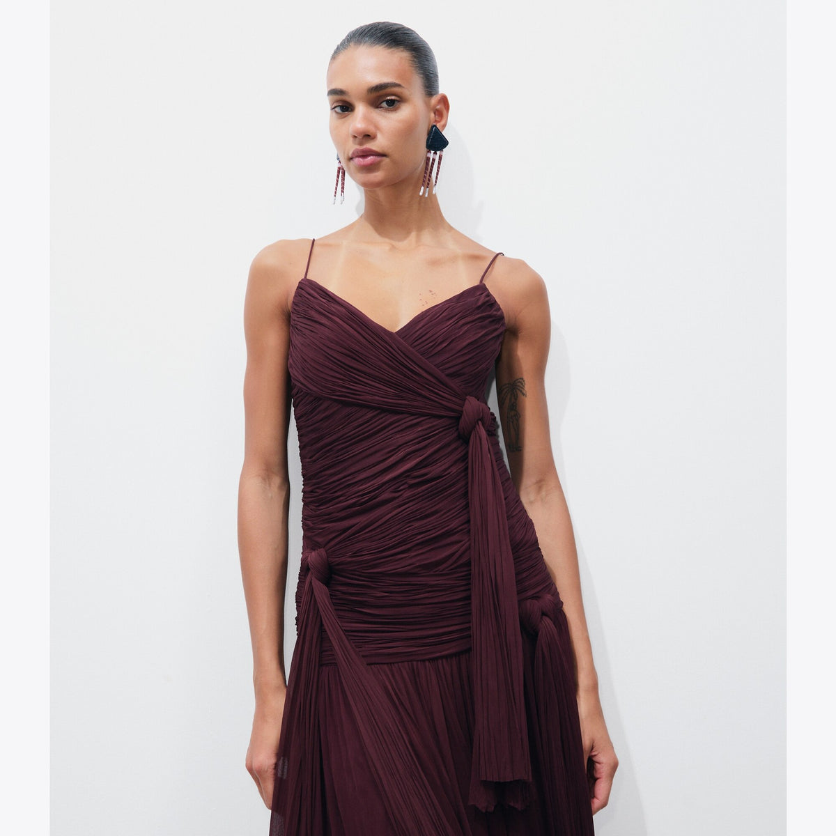 Tory Burch Knotted Viscose Dress - Mahogany - 5
