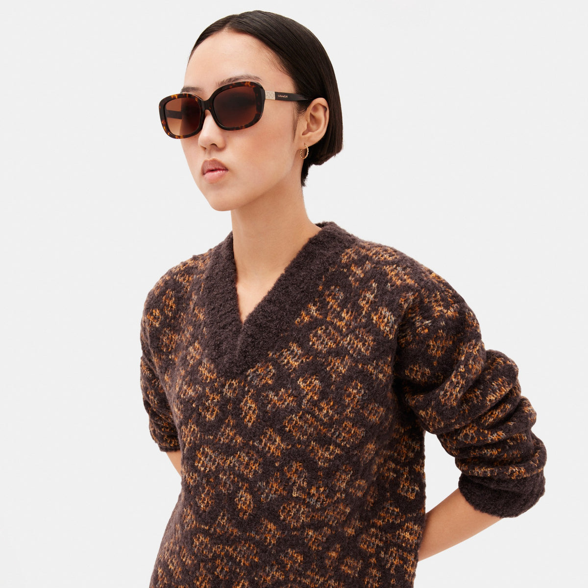 Coach Signature Rectangle Sunglasses - Dark Tortoise (Women's)