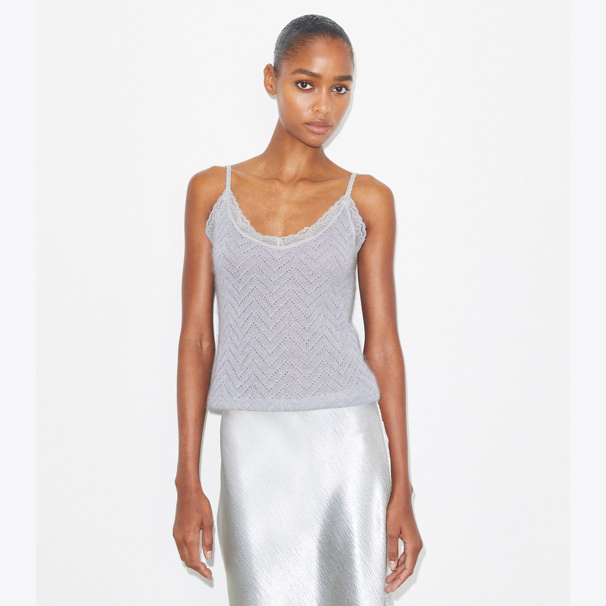 Tory Burch Lace Camisole - Platinum / Metallic Blue - 2