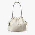 Tory Burch Large Charlie Quilted Drawstring Shoulder Bag - Light Cream