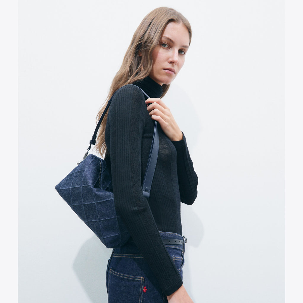 Tory Burch Large Fleming Denim Soft Crossbody Bag - Blue - 2