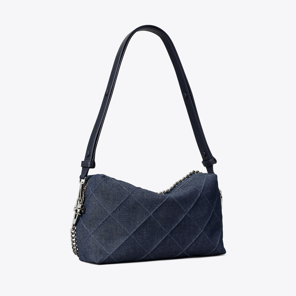 Tory Burch Large Fleming Denim Soft Crossbody Bag - Blue
