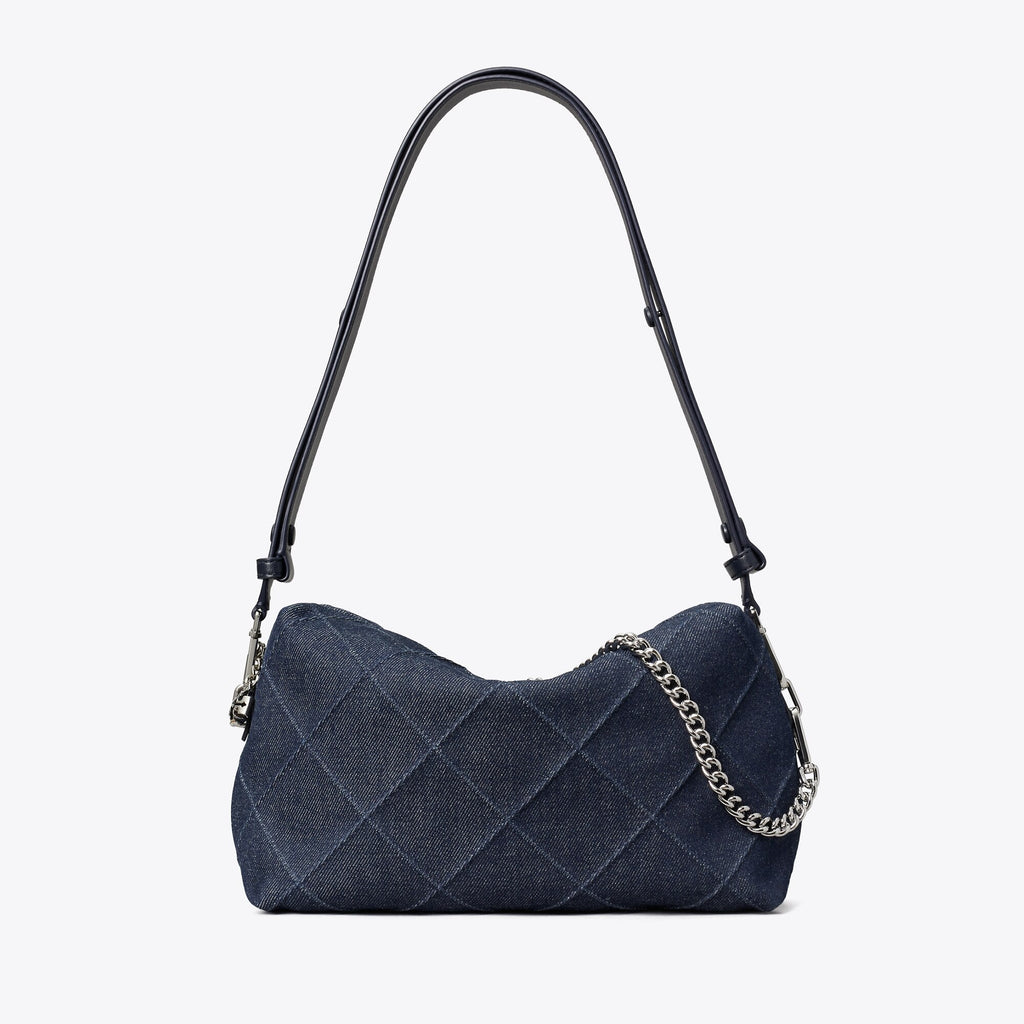 Tory Burch Large Fleming Denim Soft Crossbody Bag - Blue - 4