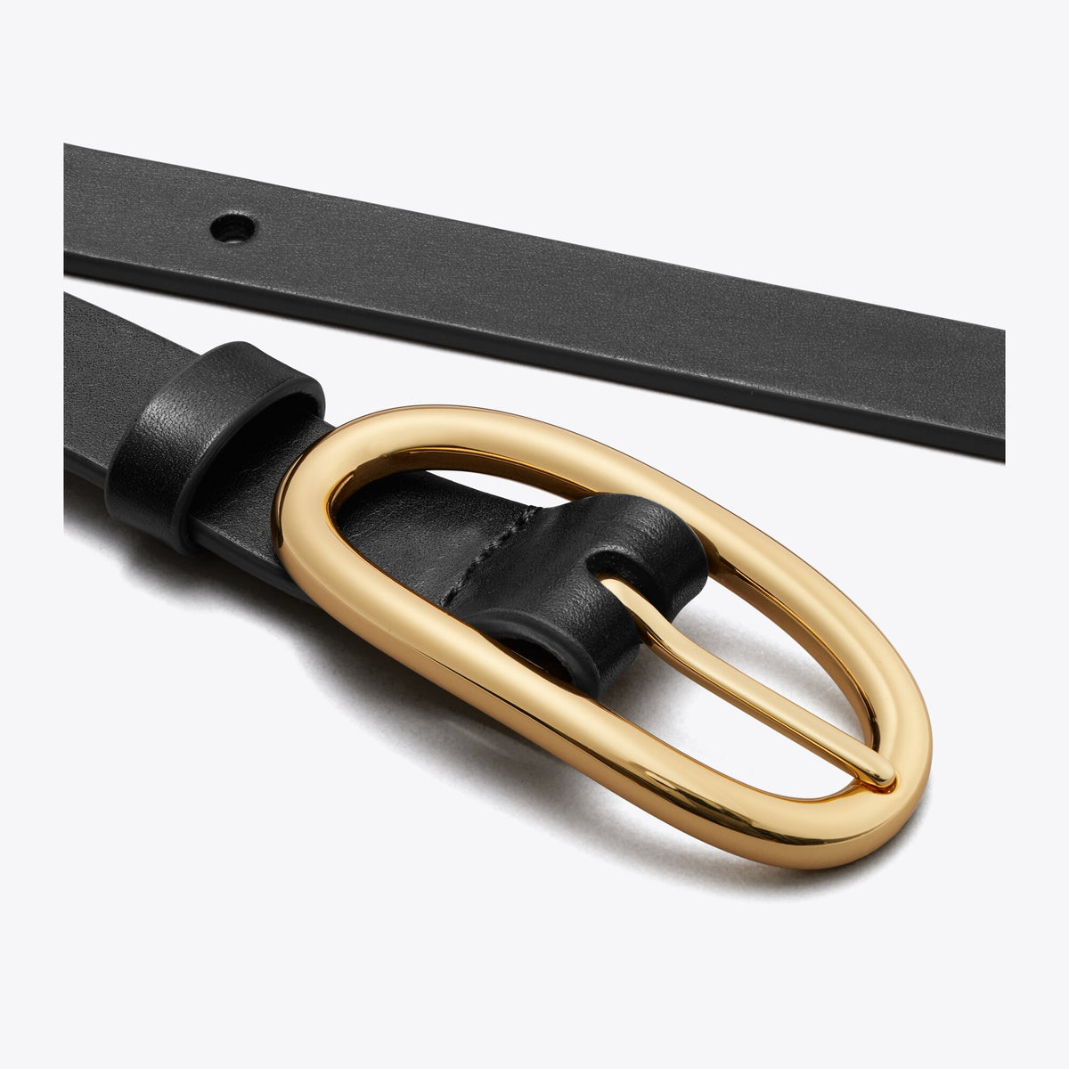 Tory Burch Large Pierced Buckle Belt - Black/Gold - 2
