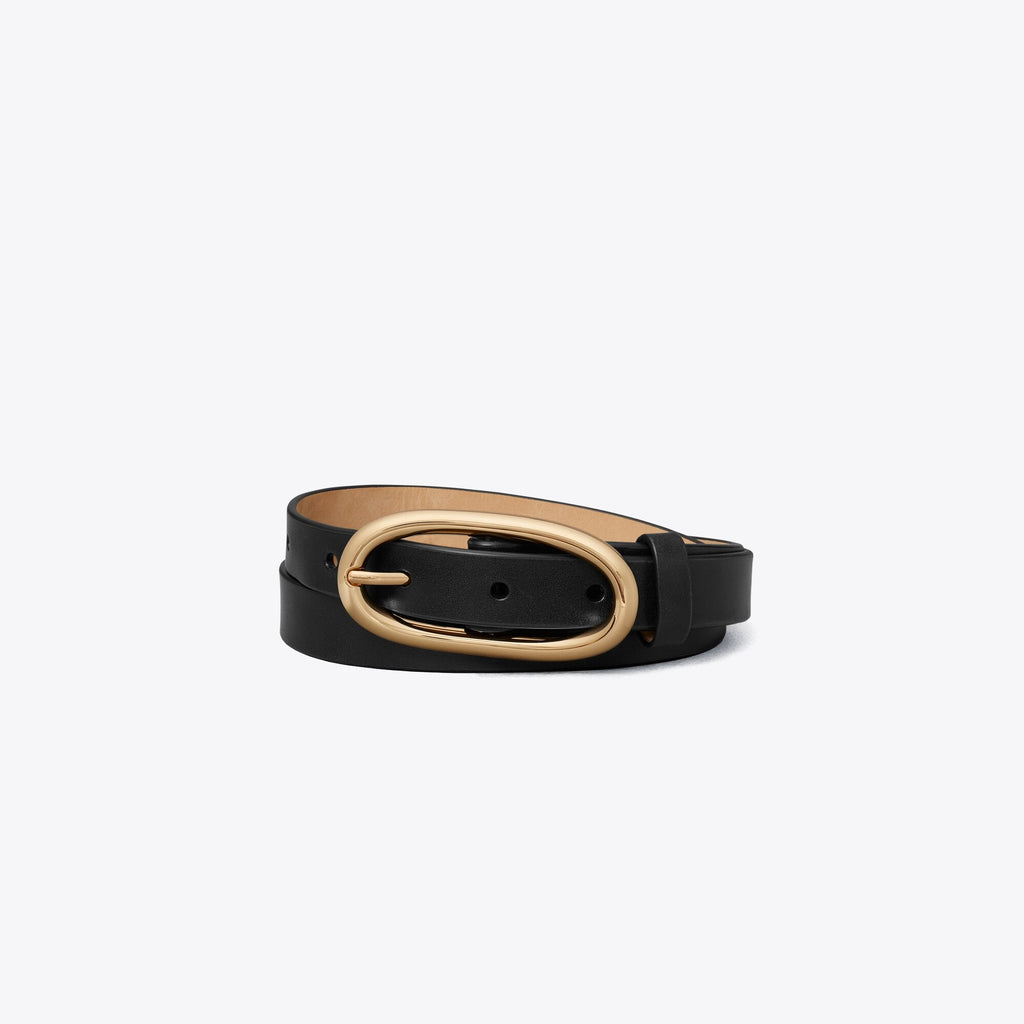 Tory Burch Large Pierced Buckle Belt - Black/Gold
