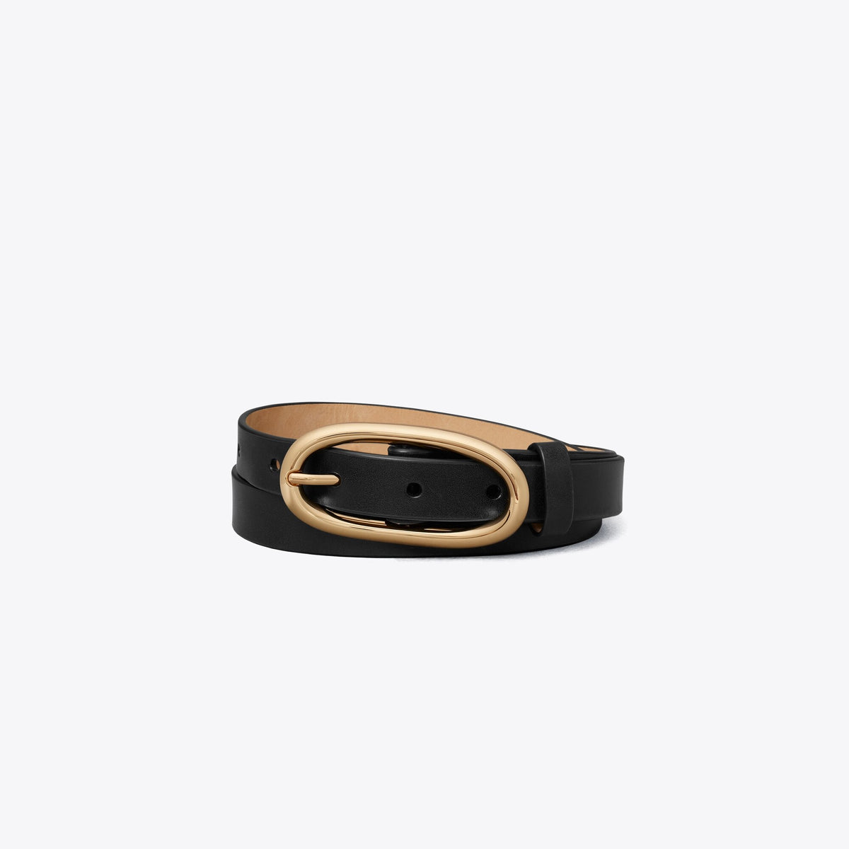 Tory Burch Large Pierced Buckle Belt - Black/Gold