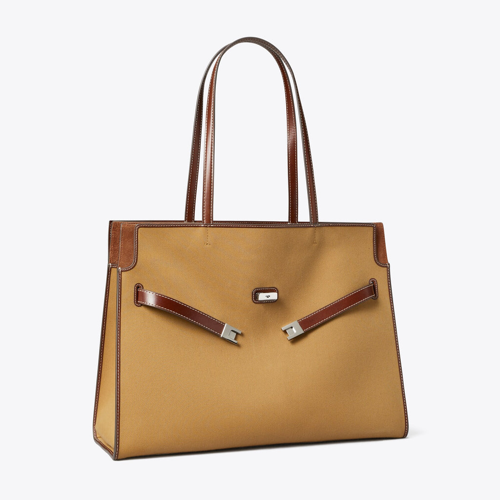 Tory Burch Lee Radziwill Canvas Tote - Khaki