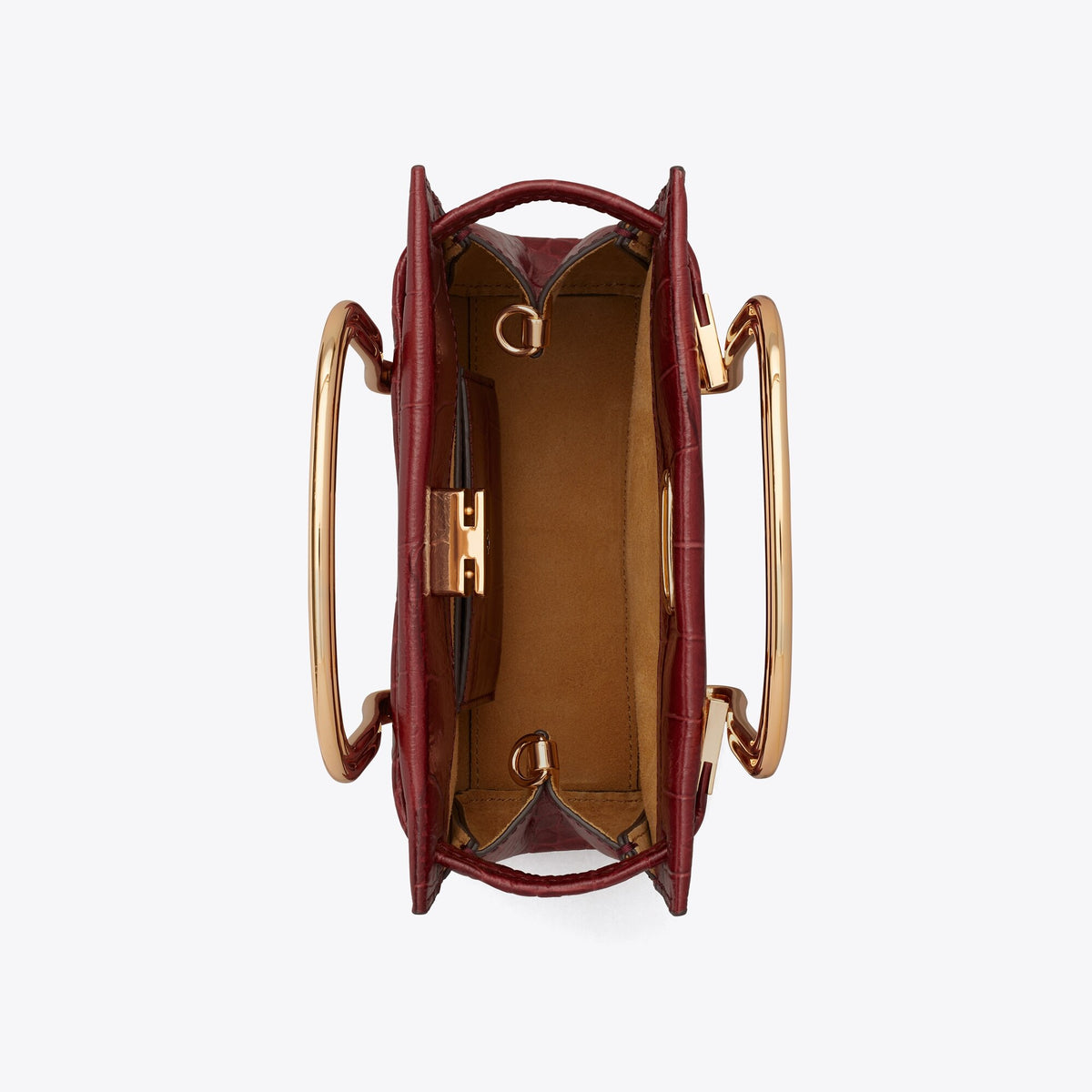 Tory Burch Lee Radziwill Croc-Embossed Bag - Crimson - 5