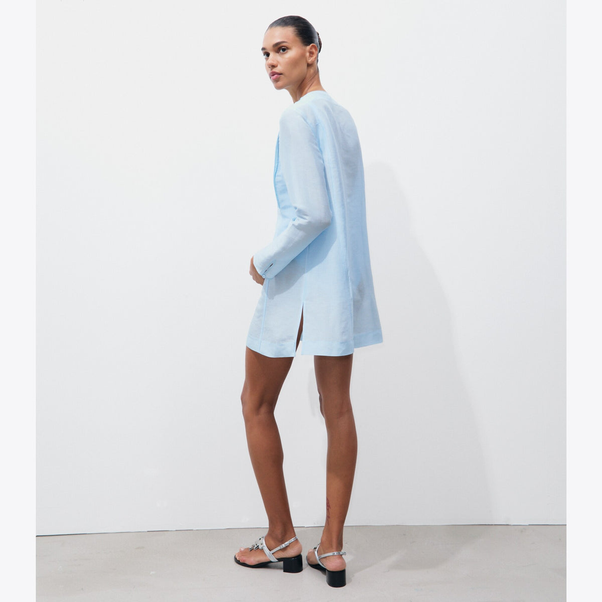 Tory Burch Linen Silk Tunic - Frozen Sky - 4