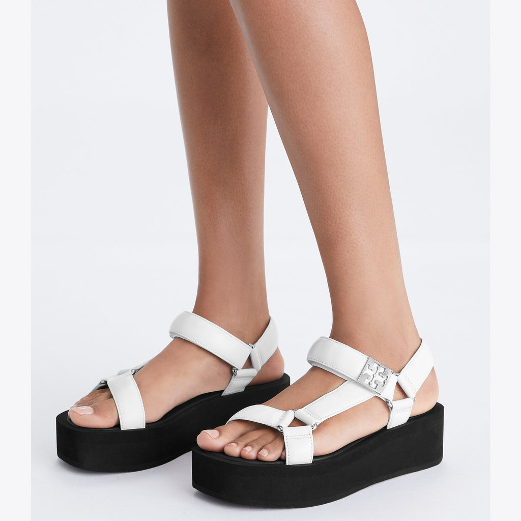 Tory Burch Mellow Platform Sandal - Optic White / Silver / Perfect Black - 2