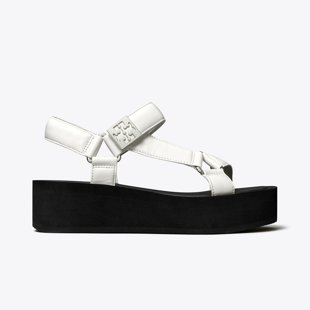 Tory Burch Mellow Platform Sandal - Optic White / Silver / Perfect Black - 3