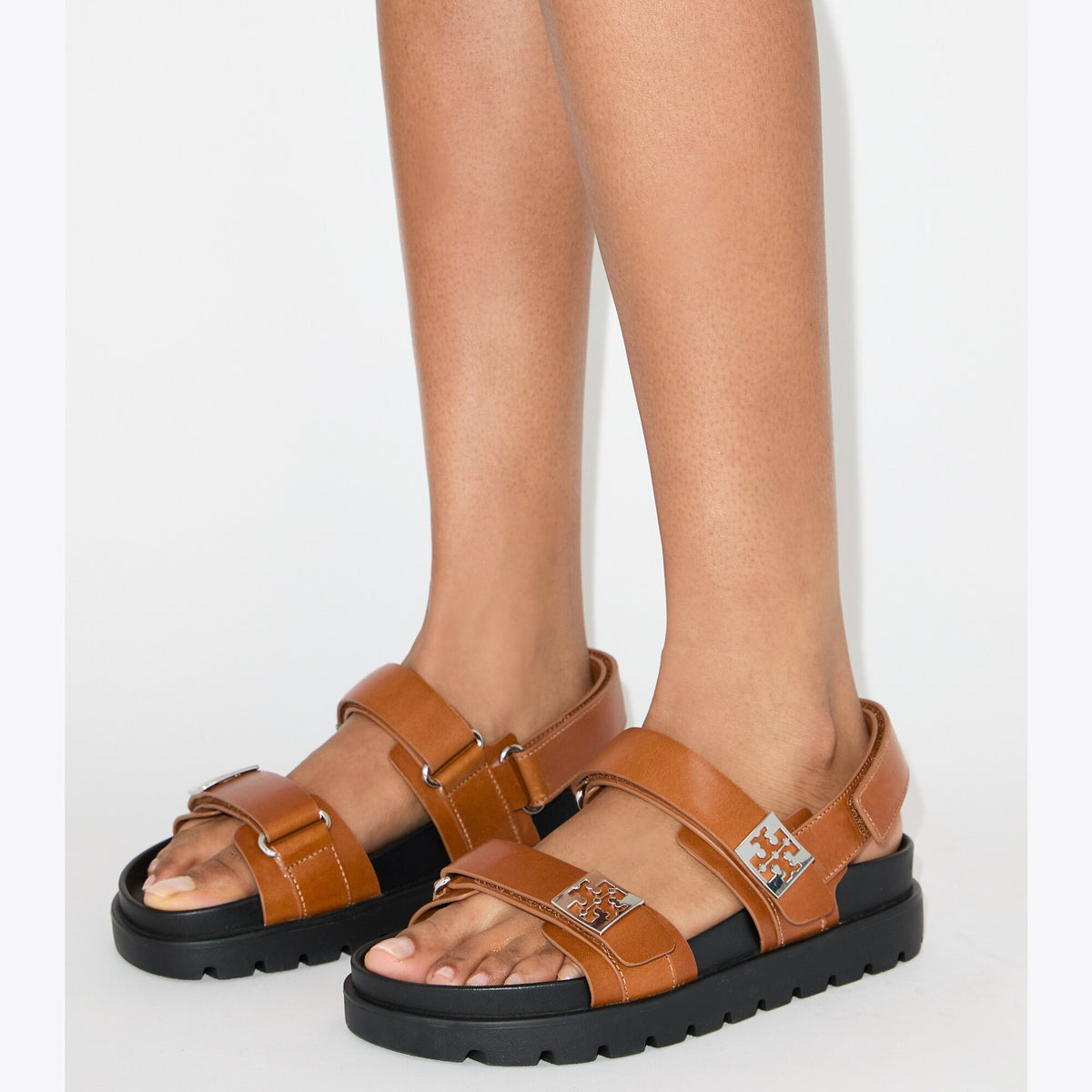 Tory Burch Mellow Sport Sandal - Cuoio / Perfect Black / Silver - 2