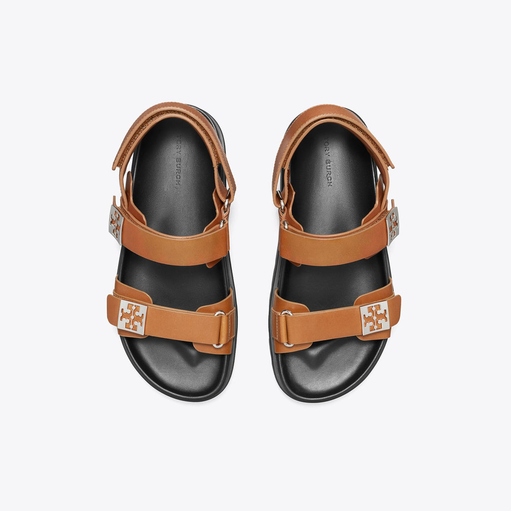 Tory Burch Mellow Sport Sandal - Cuoio / Perfect Black / Silver - 5