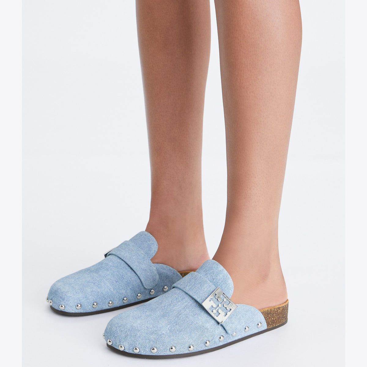 Tory Burch Mellow Studded Mule - Blue Cloud / Silver - 2