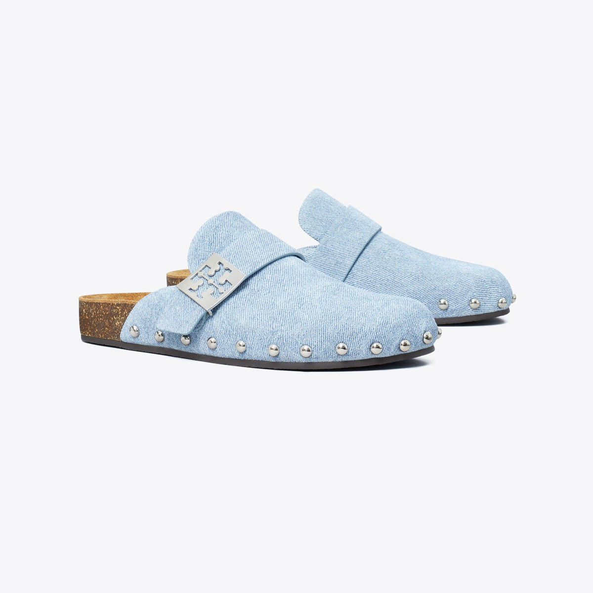 Tory Burch Mellow Studded Mule - Blue Cloud / Silver