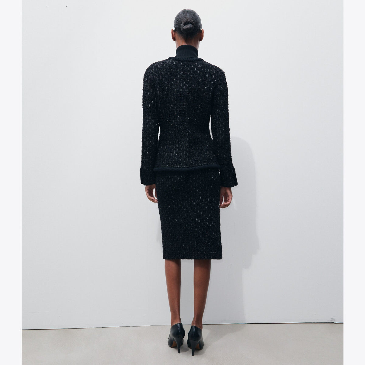 Tory Burch Metallic Tweed Skirt - Black Multi - 3
