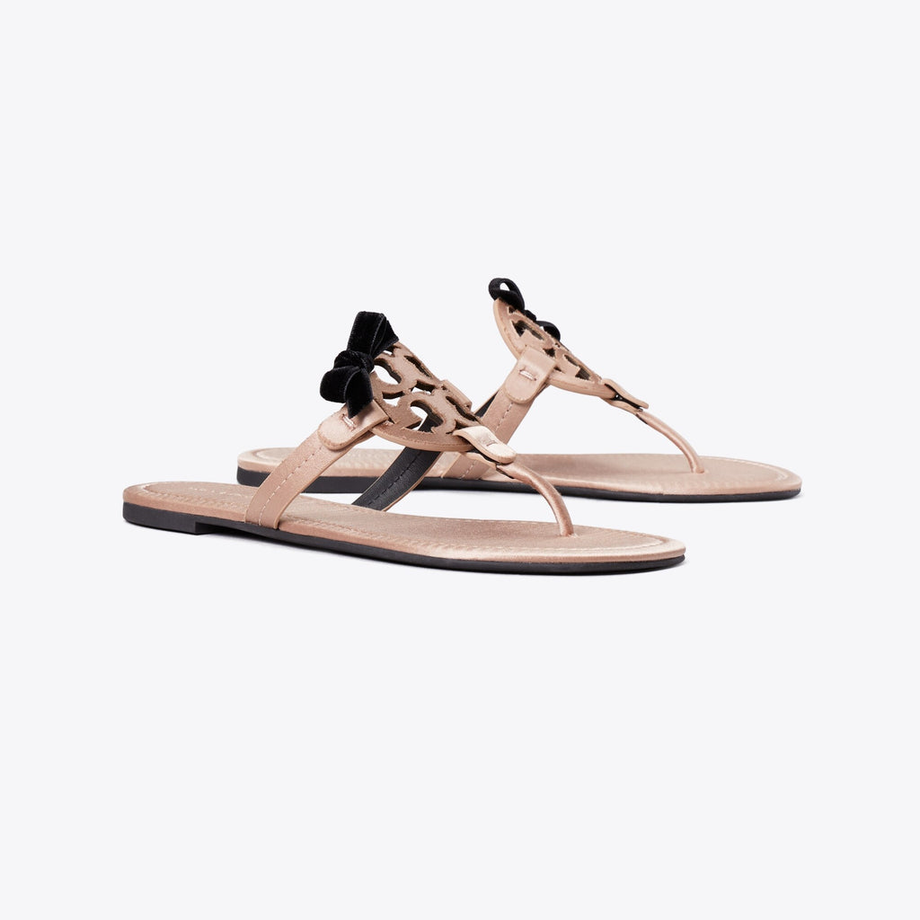 Tory Burch Miller Bow Satin Sandal - Satin Blush / Perfect Black
