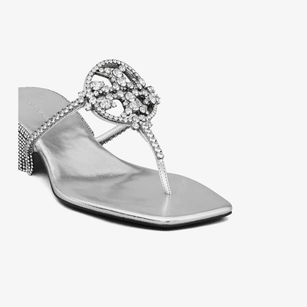Tory Burch Miller Crystal Kitten Heel - Silver / Silver - 4