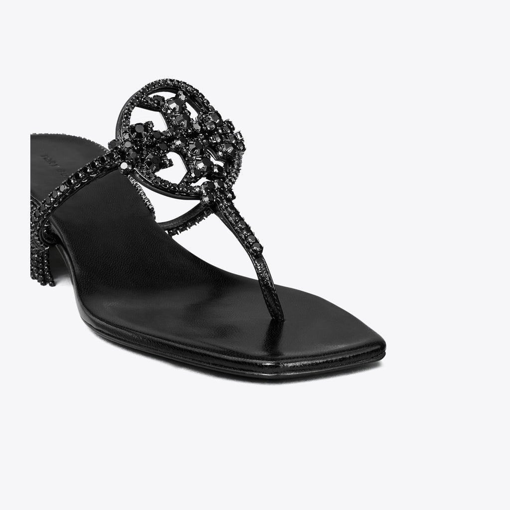 Tory Burch Miller Crystal Kitten Heel - Perfect Black / Jet - 4