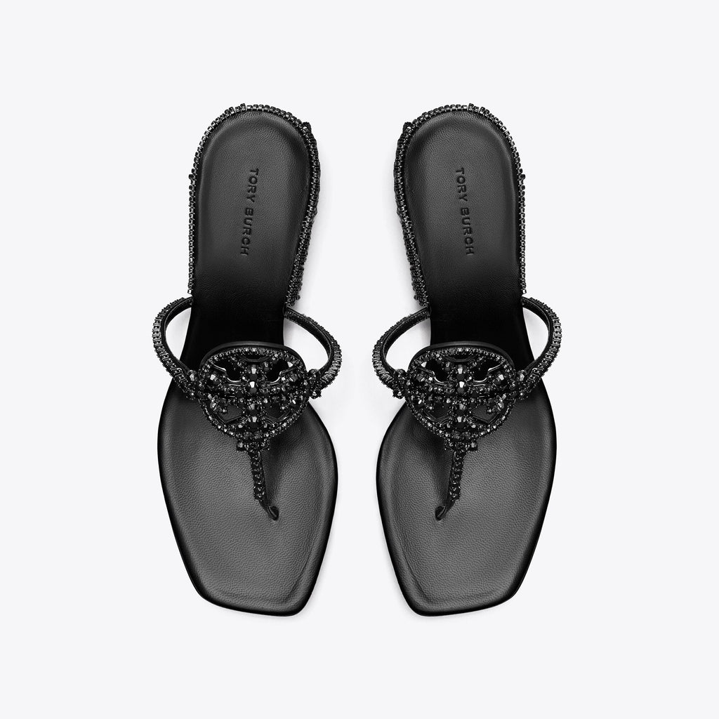 Tory Burch Miller Crystal Kitten Heel - Perfect Black / Jet - 5