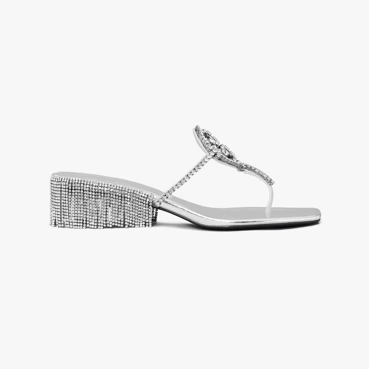 Tory Burch Miller Crystal Kitten Heel - Silver / Silver - 3