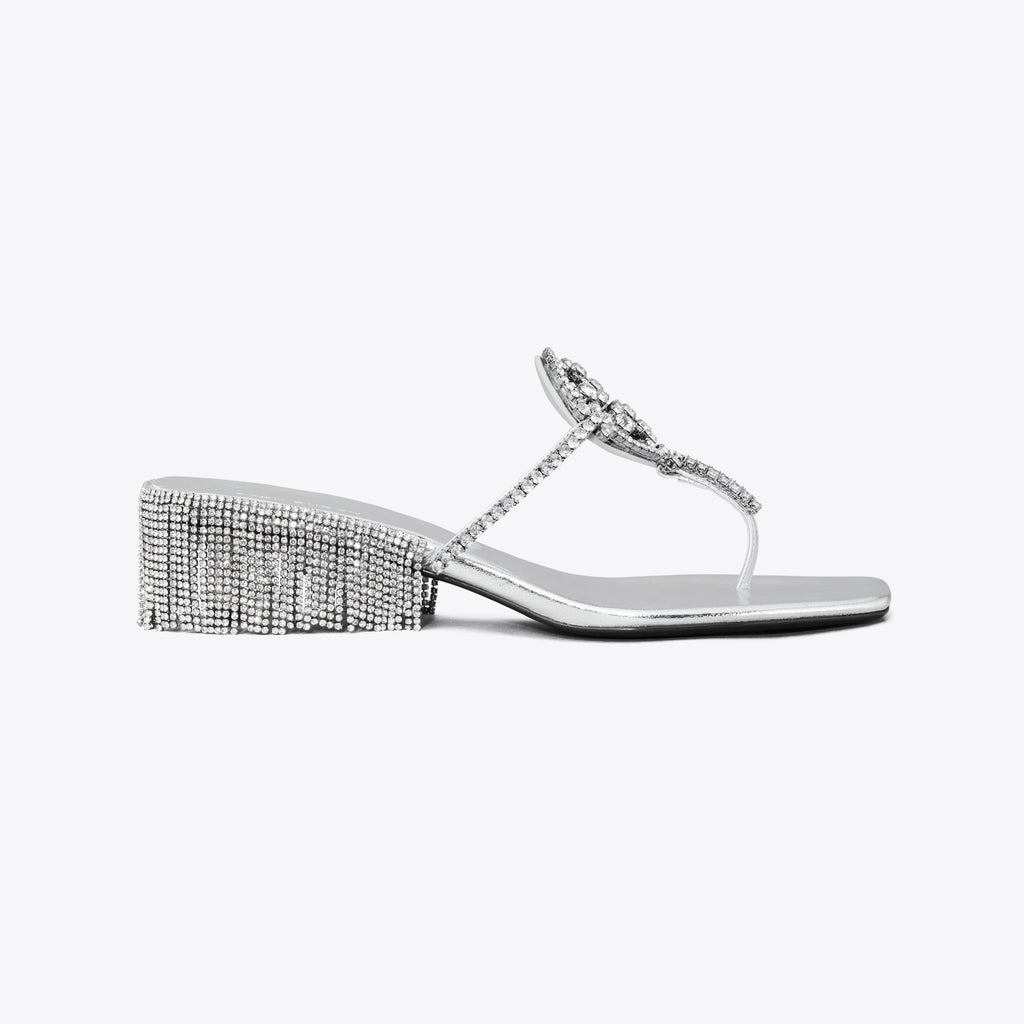 Tory Burch Miller Crystal Kitten Heel - Silver / Silver - 3