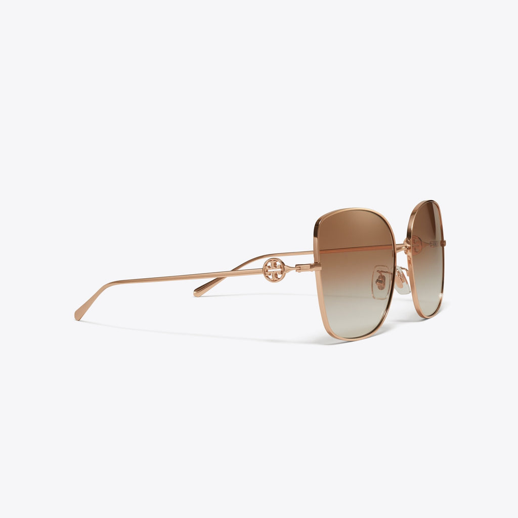 Tory Burch Miller Metal Oversized Butterfly Sunglasses - Rose Gold/Light Brown Gradient - 2