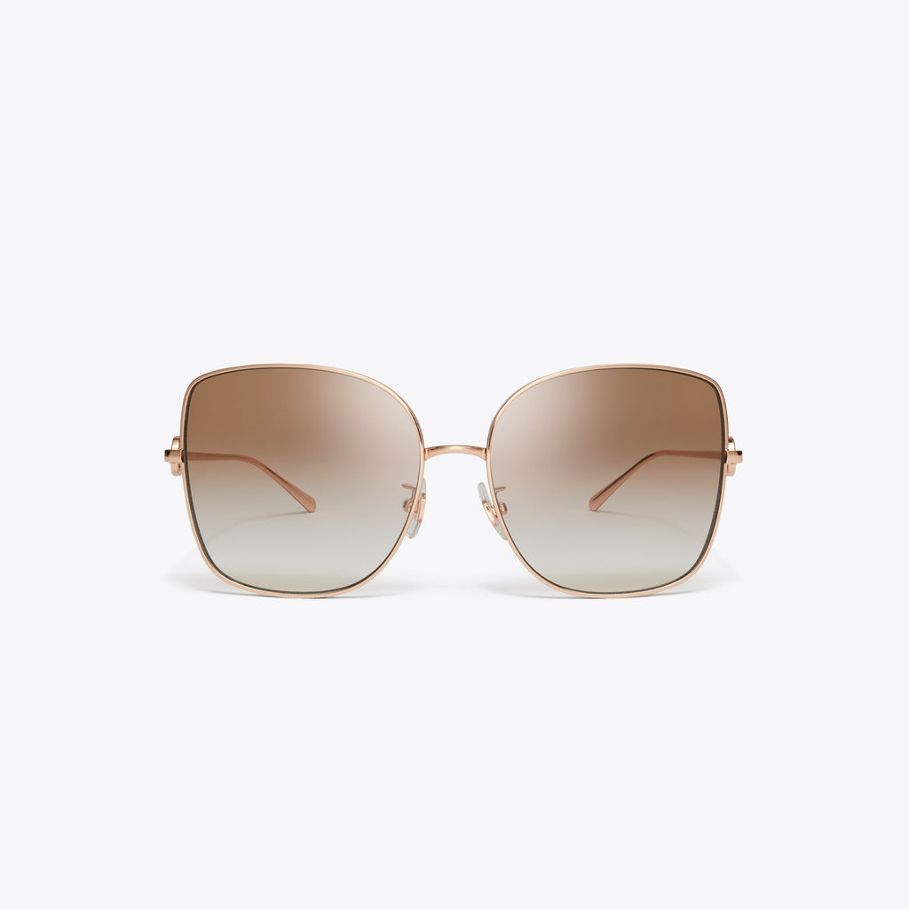 Tory Burch Miller Metal Oversized Butterfly Sunglasses - Rose Gold/Light Brown Gradient