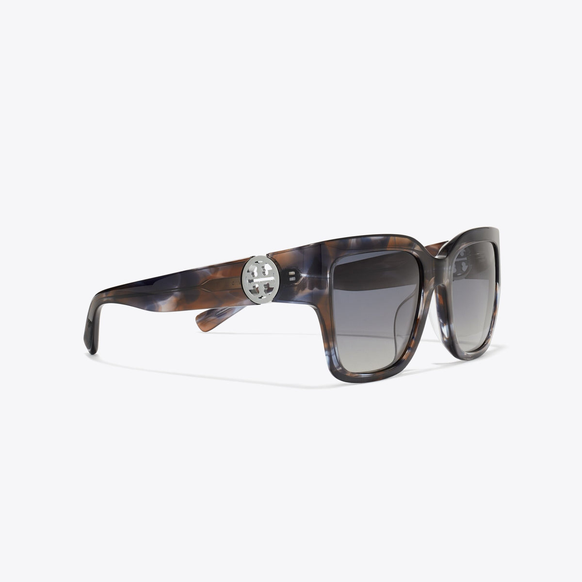 Tory Burch Miller Square Sunglasses - Blue Smoke Tortoise/Polar Gray Gradient - 2