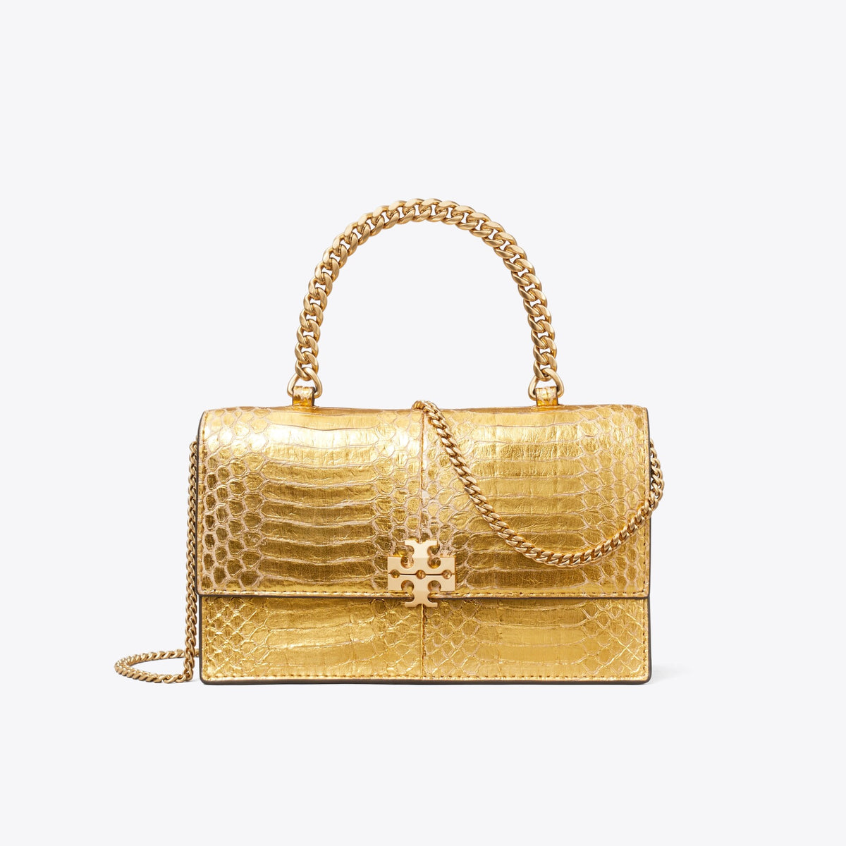 Tory Burch Mini Charlie Snake Top-Handle Crossbody - Gold - 4