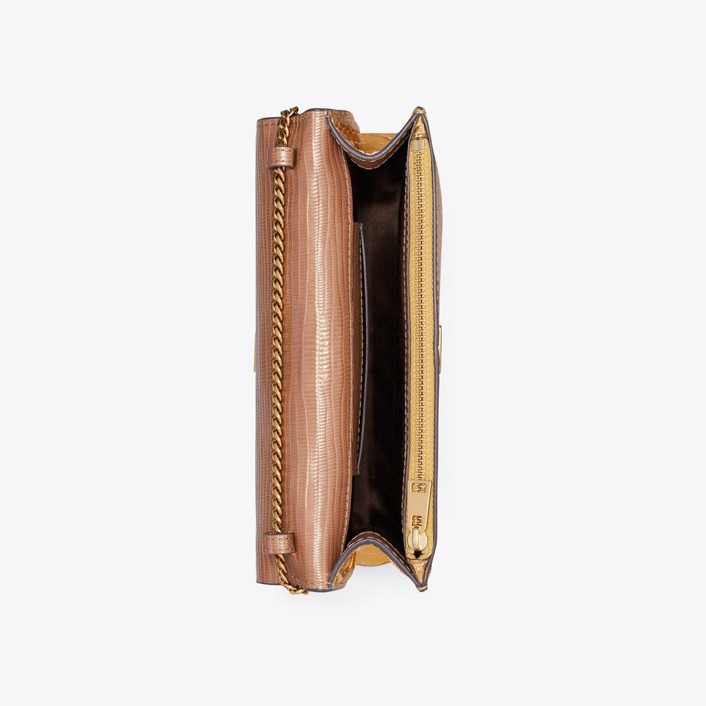 Tory Burch Mini Charlie Snake Top-Handle Crossbody - Gold - 6