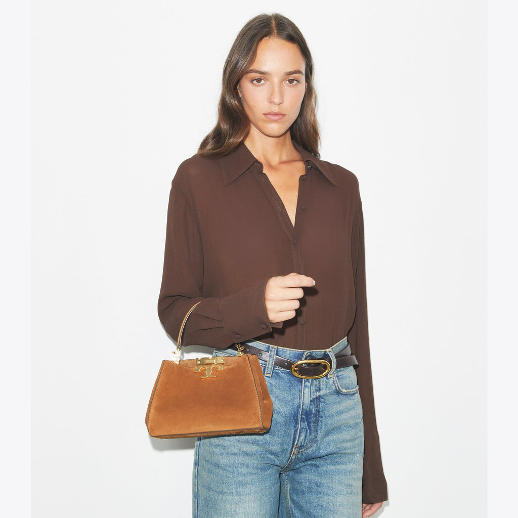 Tory Burch Mini Eleanor Suede Satchel - Caramel - 3