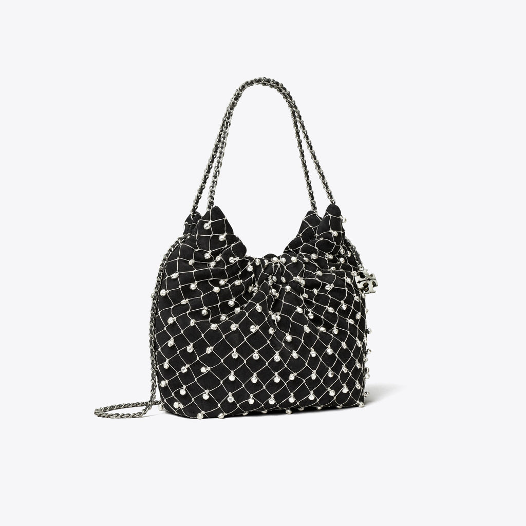 Tory Burch Mini Fleming Bell Hobo Bag - Black