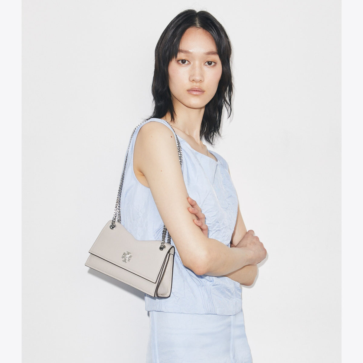 Tory Burch Mini Kira Turnlock Shoulder Bag - Dove Gray - 2