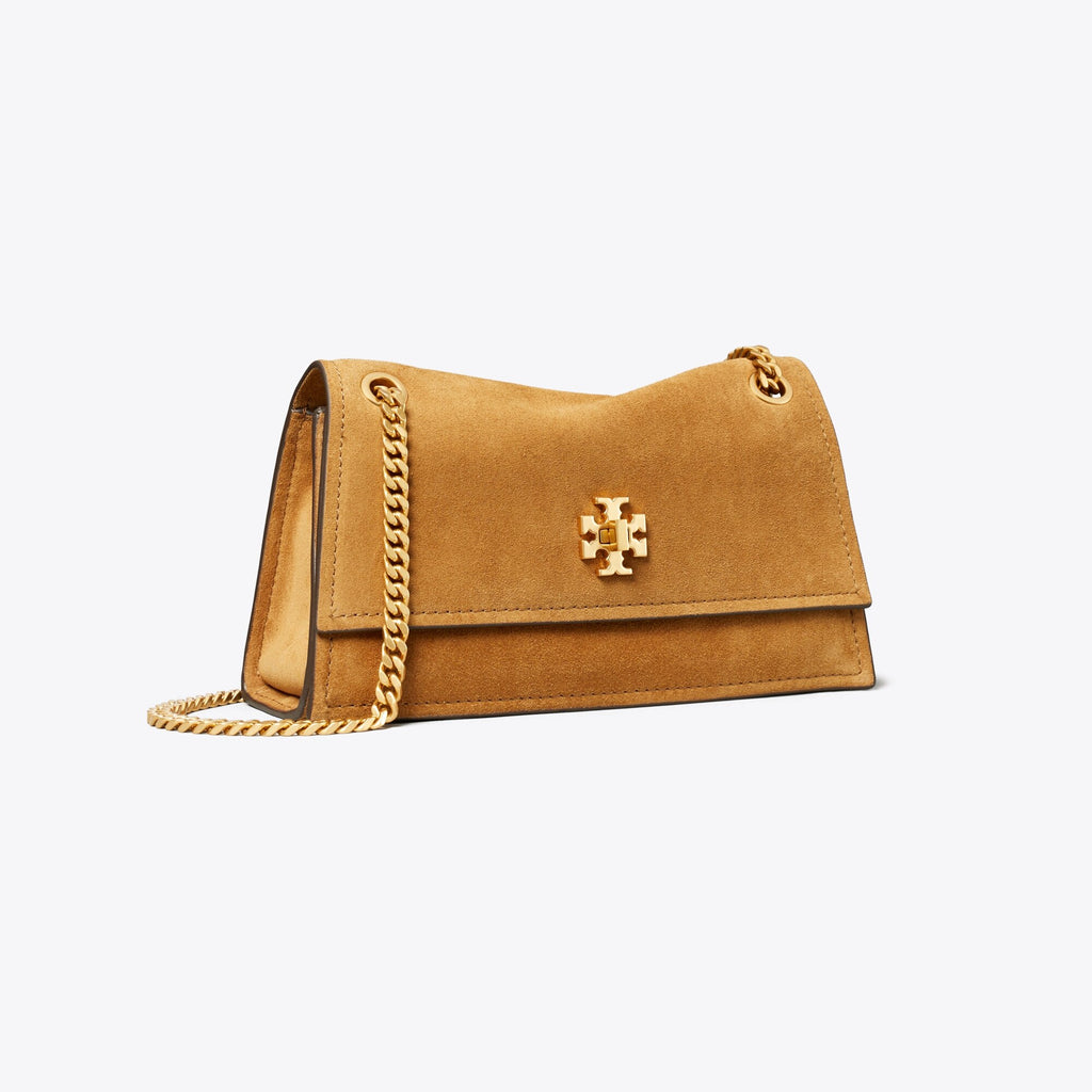 Tory Burch Mini Kira Turnlock Suede Shoulder Bag - Toffee