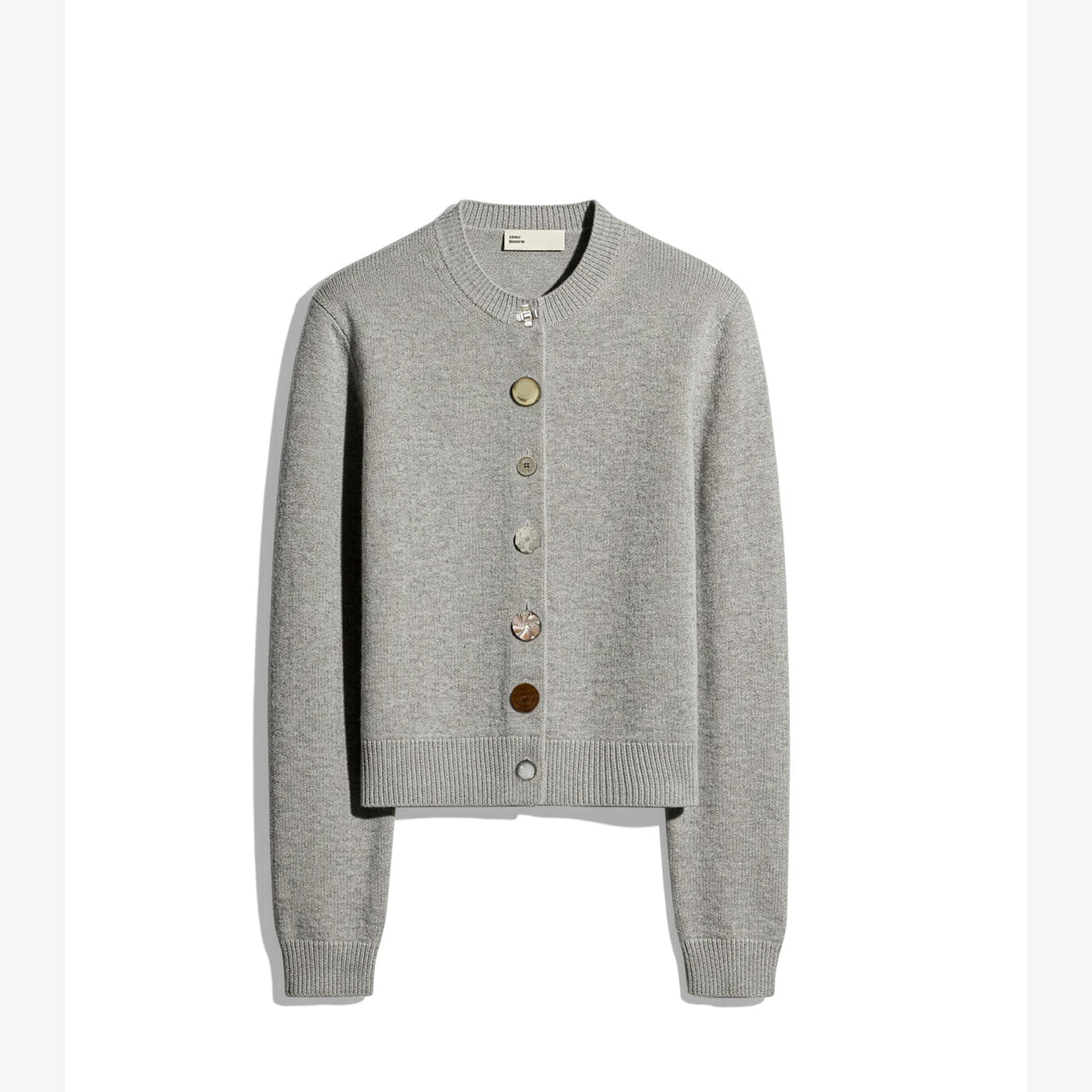 Tory Burch Mixed Button Cashmere Cardigan - Smoky Gray Melange - 5