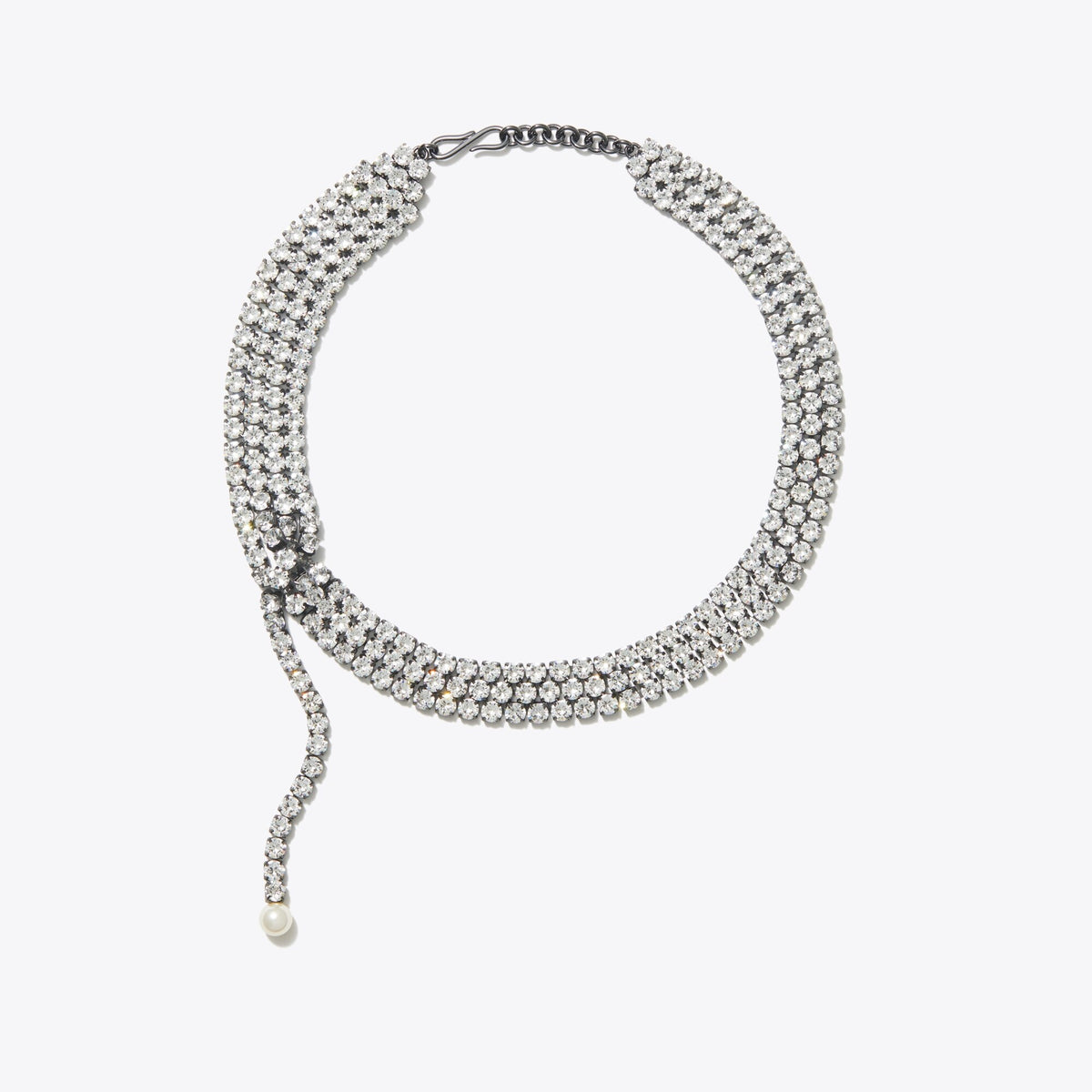 Tory Burch Moondance Crystal Pearl Necklace - Hematite / Crystal / Cream