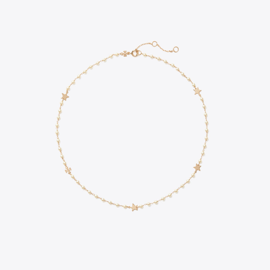 Tory Burch Moondance Delicate Pearl Star Necklace
